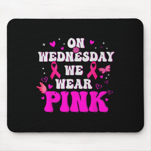 Op woensdag Draag we Pink Ribbon borstkanker AWA Muismat (Voorkant)