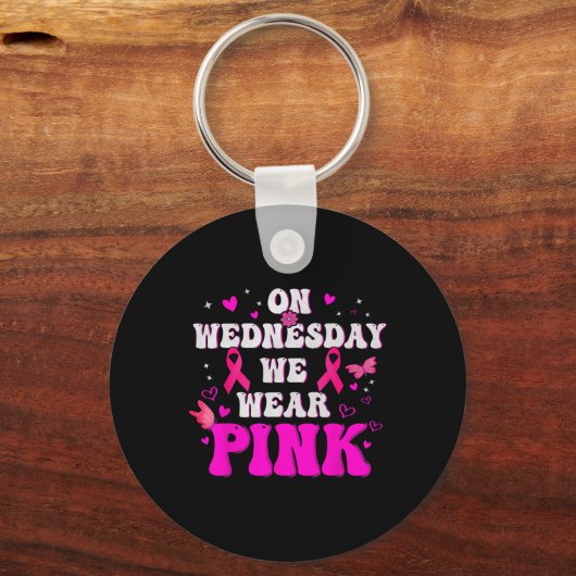 Op woensdag Draag we Pink Ribbon borstkanker AWA Sleutelhanger (Voorkant)