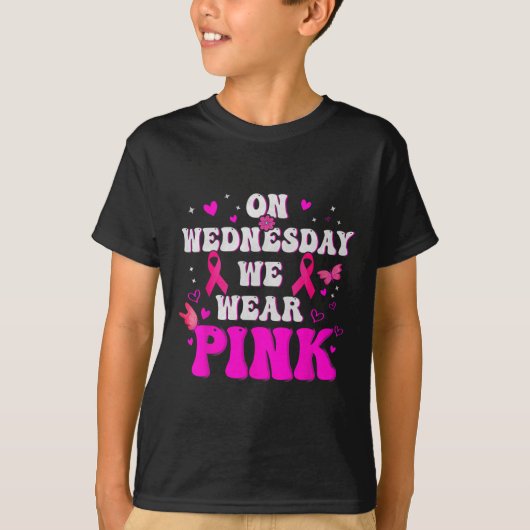 Op woensdag Draag we Pink Ribbon borstkanker AWA T-shirt (Voorkant)