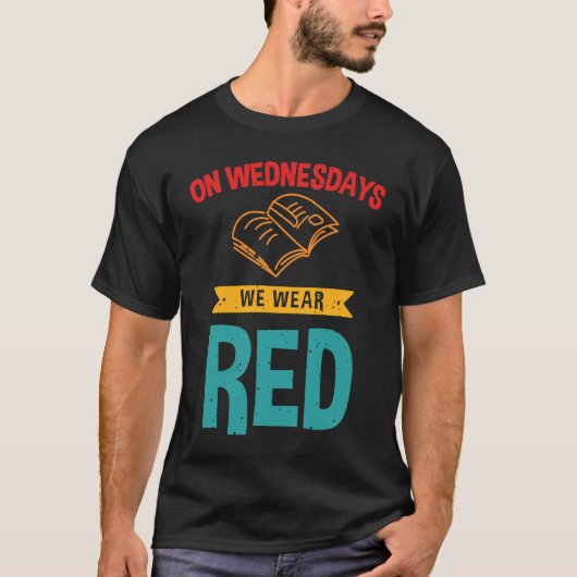 Op woensdag Draag we Red Teacher Red voor Ed T-shirt (Voorkant)