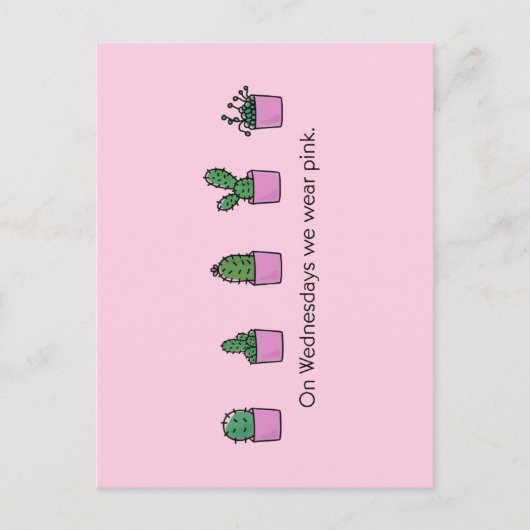 Op woensdag Draag we Roze Briefkaart (Voorkant)
