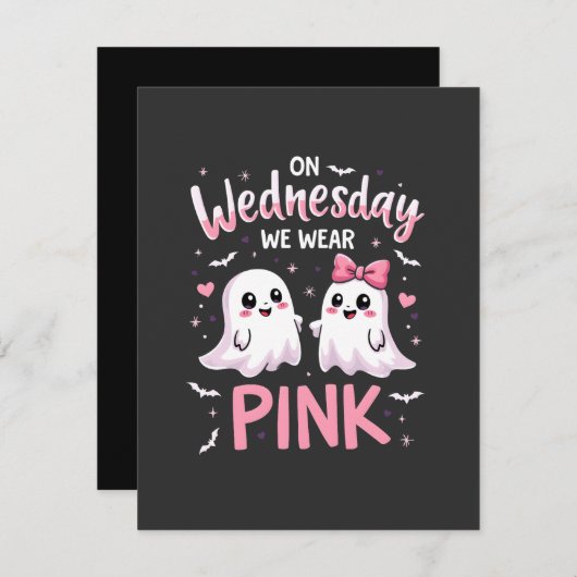 Op woensdag Draag we roze spookachtige Halloween s Kaart (Voorkant / Achterkant)