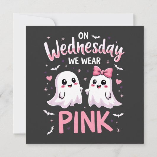 Op woensdag Draag we roze spookachtige Halloween s Kaart (Voorkant)