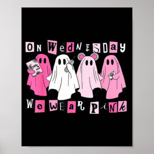 Op woensdag dragen we cute roze spook Halloween Poster