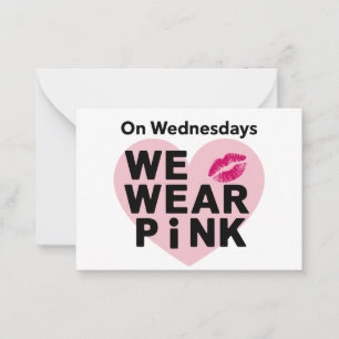 Op woensdag dragen we roze grappige valentine  notitiekaartje
