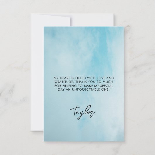 Op wolk 9 Bruidsmeisjesfeest Dromerige Lucht Bedankkaart (Achterkant)