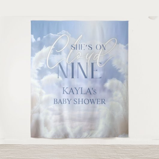 Op wolk 9 Nine Pampas Baby Shower Photobooth Wandkleed (Voorkant)
