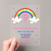 Op Wolk 9! Rainbow Birthday Acryl Uitnodigingen (Insitu (Draagbaar))