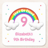 Op Wolk 9! Rainbow Birthday Kartonnen Onderzetters (Voorkant)