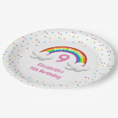 Op Wolk 9! Rainbow Birthday Papieren Bordje (Gekanteld)