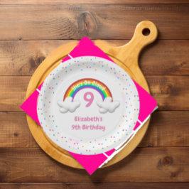 Op Wolk 9! Rainbow Birthday Papieren Bordje