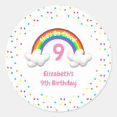 Op Wolk 9! Rainbow Birthday Ronde Sticker (Voorkant)
