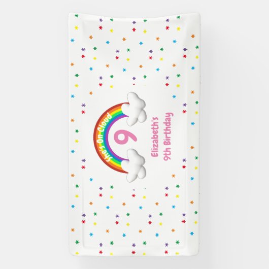Op Wolk 9! Rainbow Birthday Spandoek (Verticaal)