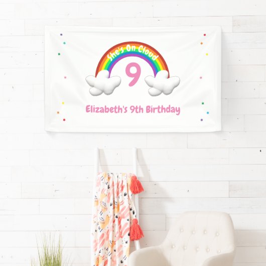 Op Wolk 9! Rainbow Birthday Spandoek (Insitu)