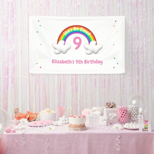 Op Wolk 9! Rainbow Birthday Spandoek (Feest)