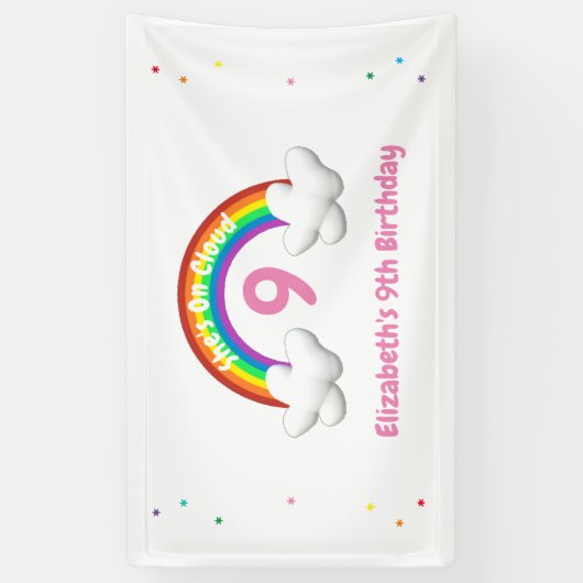 Op Wolk 9! Rainbow Birthday Spandoek (Verticaal)
