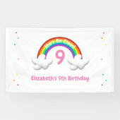 Op wolk 9! Regenboog verjaardag Spandoek (Horizontaal)