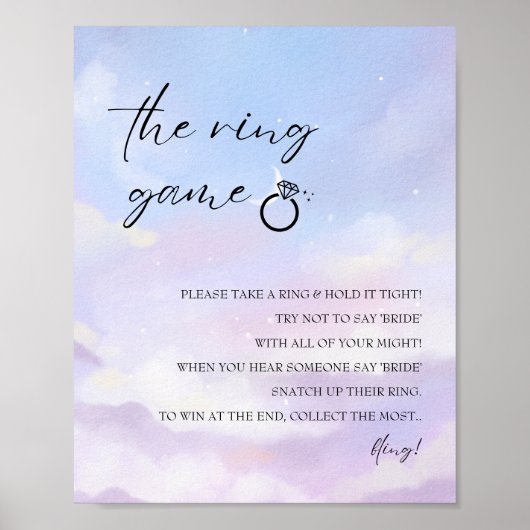 Op wolk 9 Ring spel Bruids douche spel bord Poster (Voorkant)