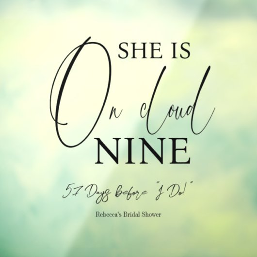Op wolk negen 9 kalligrafie Bruidsdouche Raamsticker (Vel 3)