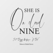 Op wolk negen 9 kalligrafie bruidsfeest raamsticker (Vel)