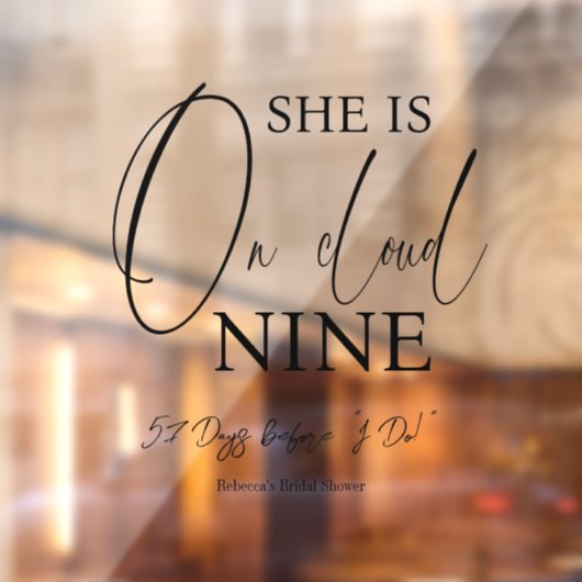Op wolk negen 9 kalligrafie Bruidsmeisjesfeest Raamsticker (Vel 2)