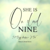 Op wolk negen 9 kalligrafie Bruidsmeisjesfeest Raamsticker (Vel 3)