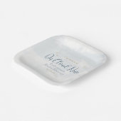 Op wolk negen Elegante stoffige blauwe bruidsdouch Papieren Bordje (Gebogen)