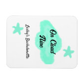 Op wolk negen pastelgroene wolken ster vrijgezelle magneet (Horizontaal)