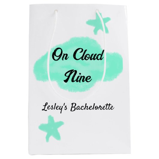 Op wolk negen pastelgroene wolken ster vrijgezelle medium cadeauzakje (Voorkant)