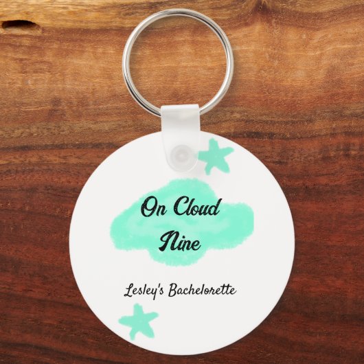 Op wolk negen pastelgroene wolken ster vrijgezelle sleutelhanger (Achterkant)