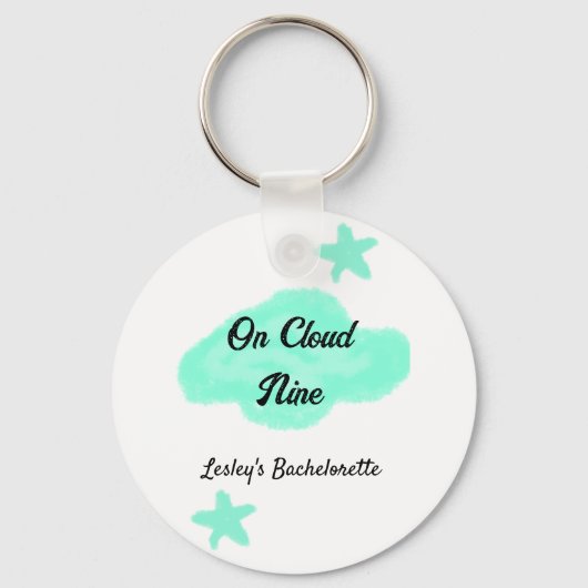 Op wolk negen pastelgroene wolken ster vrijgezelle sleutelhanger (Achterkant)