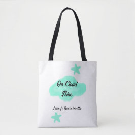 Op wolk negen pastelgroene wolken ster vrijgezelle tote bag
