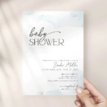 Op wolk negen stoffig blauwe aquarel baby shower