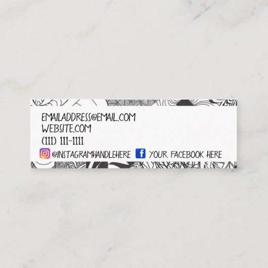 Op Zentangle® geïnspireerde lokale Mini Visitekaartje (Achterkant)