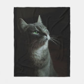 Op zoek Cat Stijlvolle Zwarte Achtergrond Custom a Fleece Deken (Voorkant)