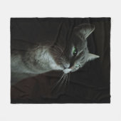 Op zoek Cat Stijlvolle Zwarte Achtergrond Custom a Fleece Deken (Voorkant (Horizontaal))