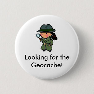 Op zoek naar de Geocache! Swag Pin Ronde Button 5,7 Cm