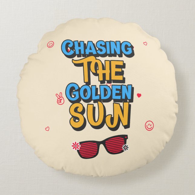 Op zoek naar de Golden Sun Rond Kussen (Voorkant)
