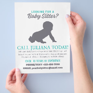 Op zoek naar een babysitter Zakelijk grote baby Flyer