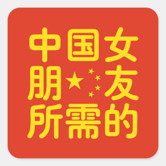 Op zoek naar een Chinees Vriendin ~ Hanzi Language Vierkante Sticker (Voorkant)