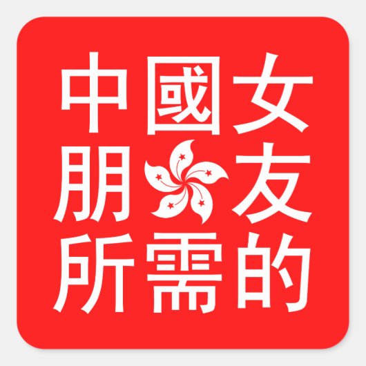 Op zoek naar een Chinees Vriendin (HK Edition) Vierkante Sticker (Voorkant)