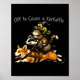 Op zoek naar herrie maken Grappige Corgi Dier Poster