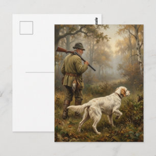 Op zoek naar Houtsnip, jacht met Engelse Setter Briefkaart