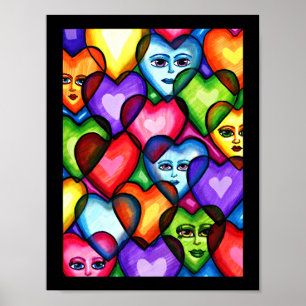 Op zoek naar Liefde Abstracte harten originele kun Poster