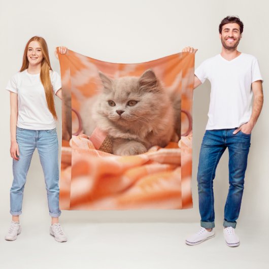 Op zoek naar Schattigee kat met mooie ogen Custom Fleece Deken (In situ)