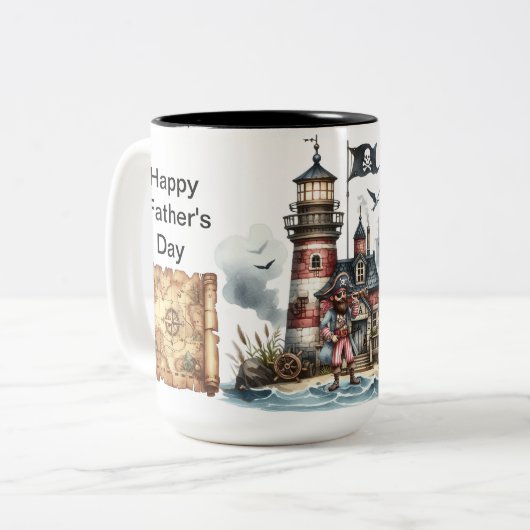 Op zoek naar Treasure, Happy Vaderdag Tweekleurige Koffiemok (Voorkant links)