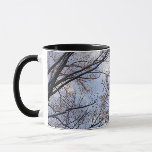 Op zoek naar winterochtendbomen mok (Links)