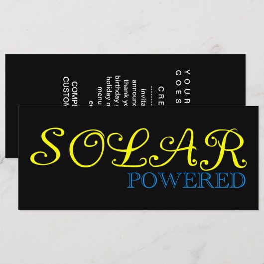 op zonne-energie kaart (Voorkant / Achterkant)