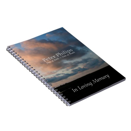 Op zonsondergang 1 gepersoaniseerd begrafenisgastb notitieboek (Rechterzijde)