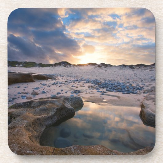 Op zonsondergang in een puddle bier onderzetter (Voorkant)